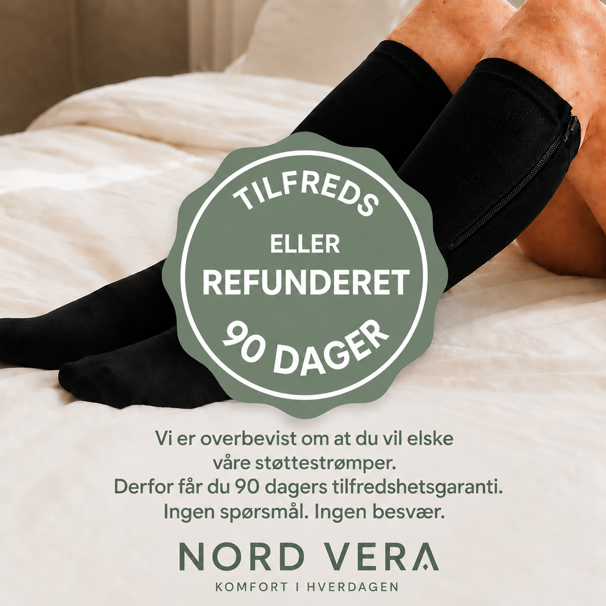 Støttestrømper med glidelås